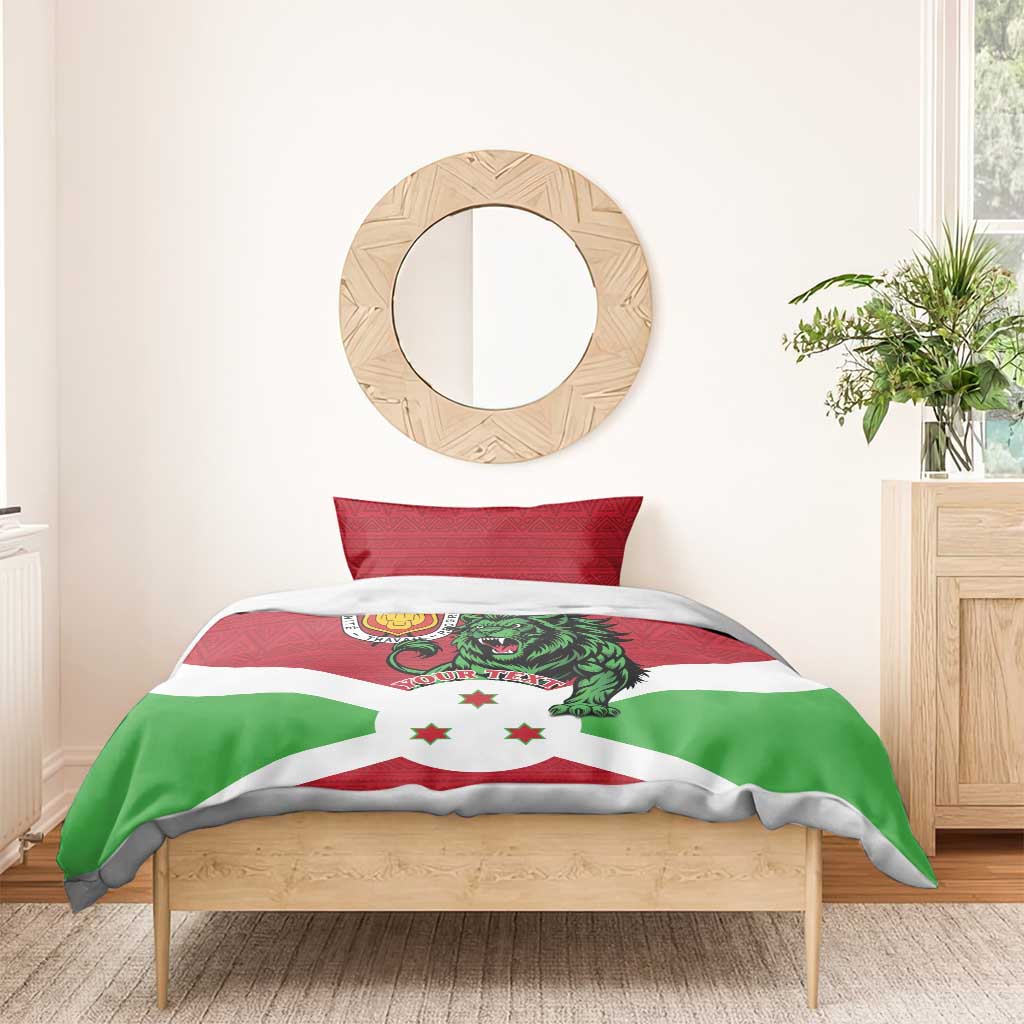 Personalized Jamhuri ya Burundi Bedding Set Lion With Coat Of Arms - Flag Style