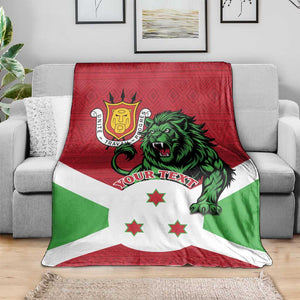 Personalized Jamhuri ya Burundi Blanket Lion With Coat Of Arms - Flag Style