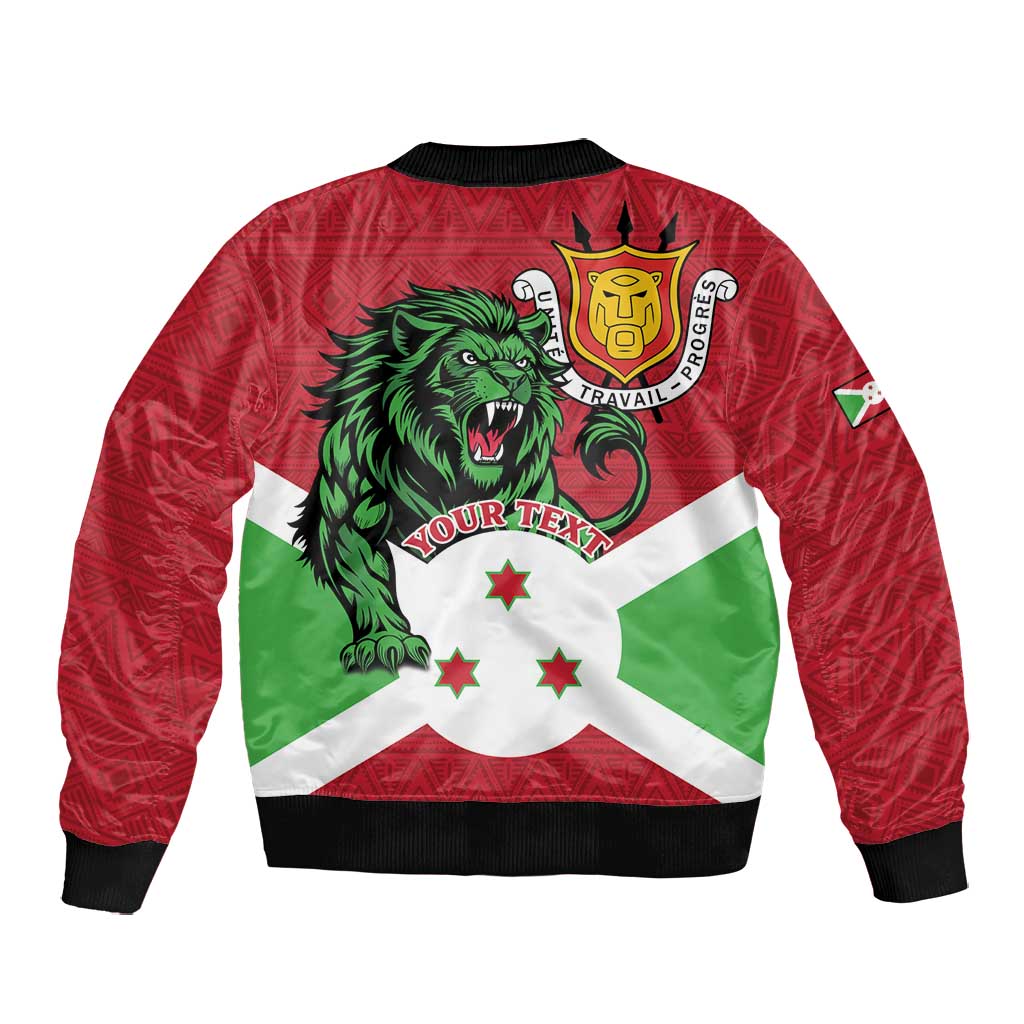 Personalized Jamhuri ya Burundi Bomber Jacket Lion With Coat Of Arms - Flag Style