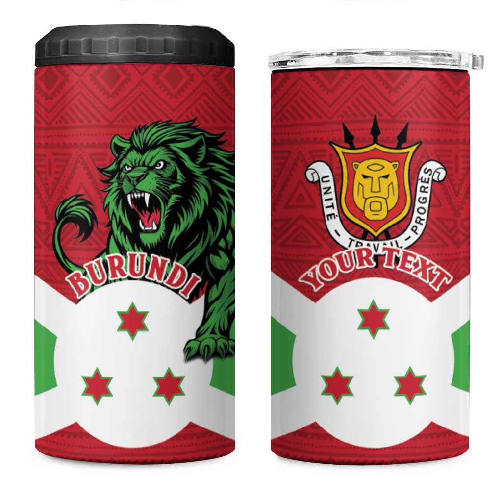Personalized Jamhuri ya Burundi 4 in 1 Can Cooler Tumbler Lion With Coat Of Arms - Flag Style