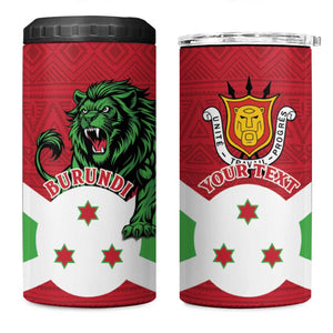 Personalized Jamhuri ya Burundi 4 in 1 Can Cooler Tumbler Lion With Coat Of Arms - Flag Style