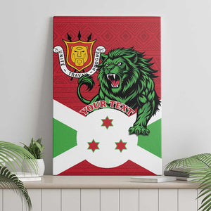 Personalized Jamhuri ya Burundi Canvas Wall Art Lion With Coat Of Arms - Flag Style