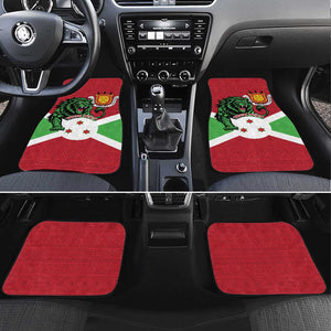 Personalized Jamhuri ya Burundi Car Mats Lion With Coat Of Arms - Flag Style