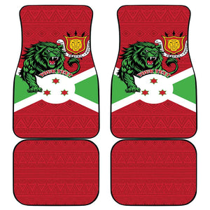 Personalized Jamhuri ya Burundi Car Mats Lion With Coat Of Arms - Flag Style