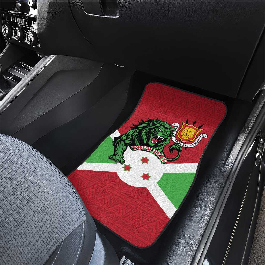 Personalized Jamhuri ya Burundi Car Mats Lion With Coat Of Arms - Flag Style