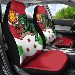 Personalized Jamhuri ya Burundi Car Seat Cover Lion With Coat Of Arms - Flag Style