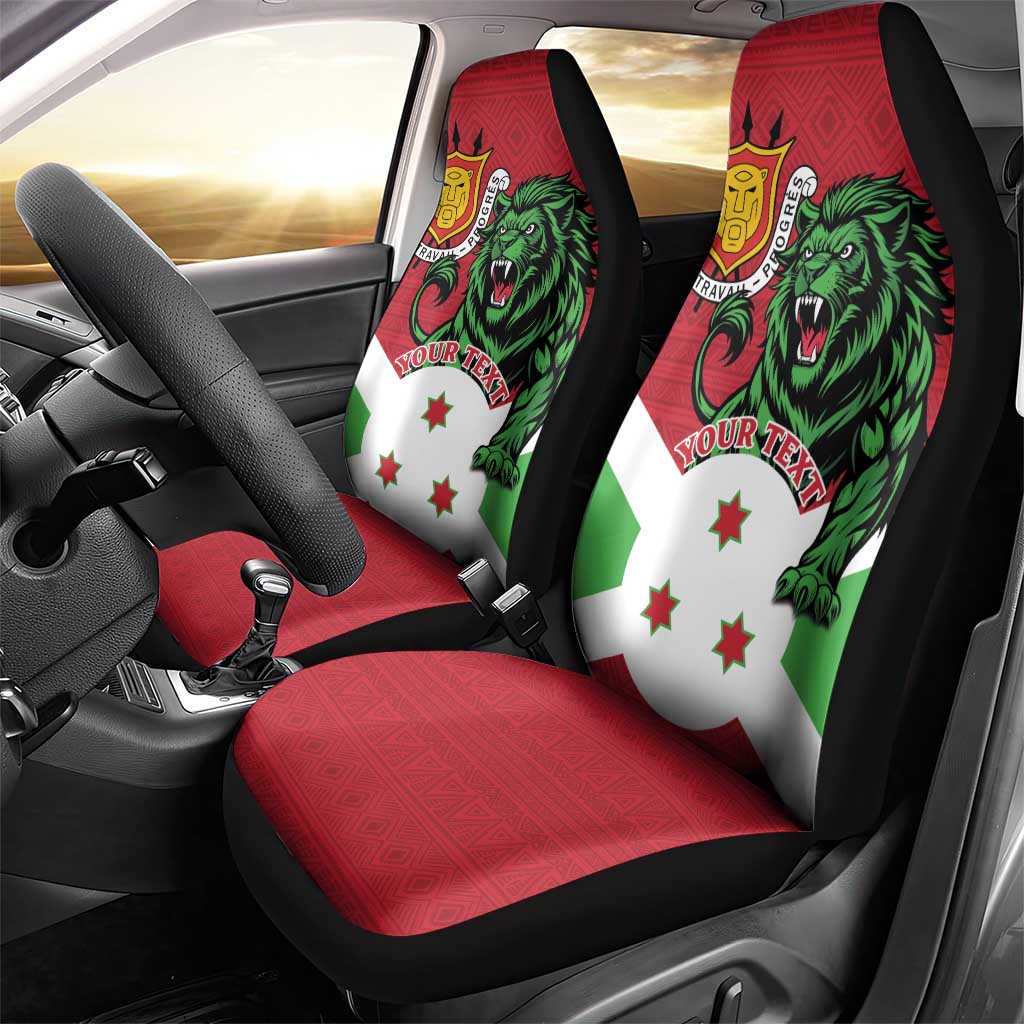 Personalized Jamhuri ya Burundi Car Seat Cover Lion With Coat Of Arms - Flag Style