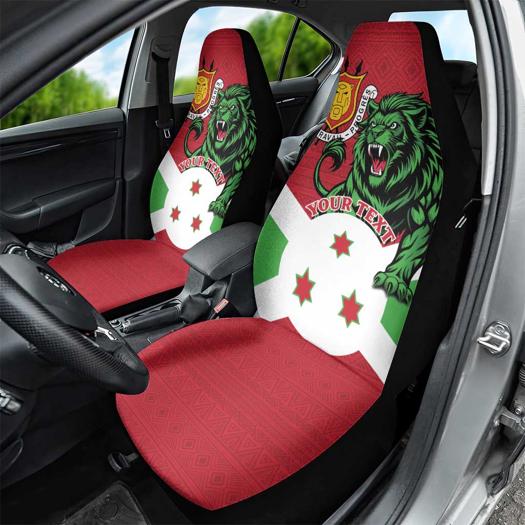 Personalized Jamhuri ya Burundi Car Seat Cover Lion With Coat Of Arms - Flag Style