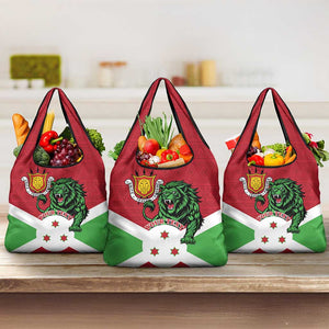 Personalized Jamhuri ya Burundi Grocery Bag Lion With Coat Of Arms - Flag Style