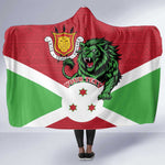 Personalized Jamhuri ya Burundi Hooded Blanket Lion With Coat Of Arms - Flag Style