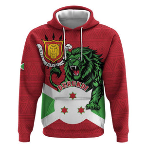 Personalized Jamhuri ya Burundi Hoodie Lion With Coat Of Arms - Flag Style