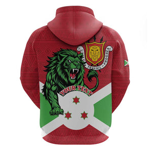 Personalized Jamhuri ya Burundi Hoodie Lion With Coat Of Arms - Flag Style