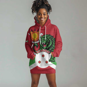 Personalized Jamhuri ya Burundi Hoodie Dress Lion With Coat Of Arms - Flag Style