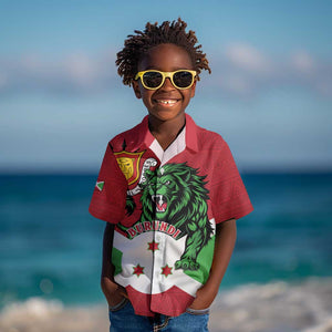 Personalized Jamhuri ya Burundi Kid Hawaiian Shirt Lion With Coat Of Arms - Flag Style