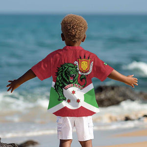 Personalized Jamhuri ya Burundi Kid Hawaiian Shirt Lion With Coat Of Arms - Flag Style