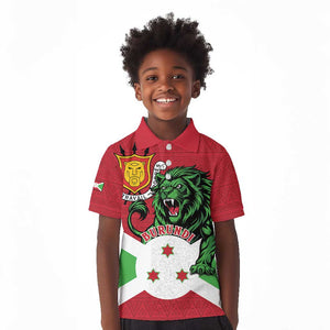 Personalized Jamhuri ya Burundi Kid Polo Shirt Lion With Coat Of Arms - Flag Style
