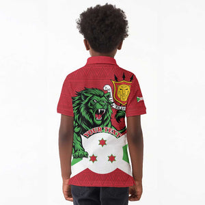 Personalized Jamhuri ya Burundi Kid Polo Shirt Lion With Coat Of Arms - Flag Style
