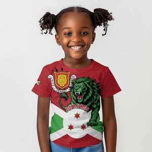Personalized Jamhuri ya Burundi Kid T shirt Lion With Coat Of Arms - Flag Style