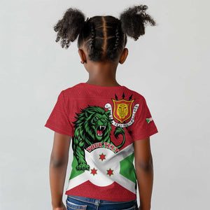 Personalized Jamhuri ya Burundi Kid T shirt Lion With Coat Of Arms - Flag Style