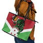 Personalized Jamhuri ya Burundi Leather Tote Bag Lion With Coat Of Arms - Flag Style