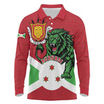 Personalized Jamhuri ya Burundi Long Sleeve Polo Shirt Lion With Coat Of Arms - Flag Style
