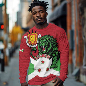 Personalized Jamhuri ya Burundi Long Sleeve Shirt Lion With Coat Of Arms - Flag Style