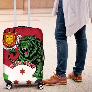 Personalized Jamhuri ya Burundi Luggage Cover Lion With Coat Of Arms - Flag Style