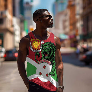 Personalized Jamhuri ya Burundi Men Tank Top Lion With Coat Of Arms - Flag Style