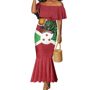 Personalized Jamhuri ya Burundi Mermaid Dress Lion With Coat Of Arms - Flag Style