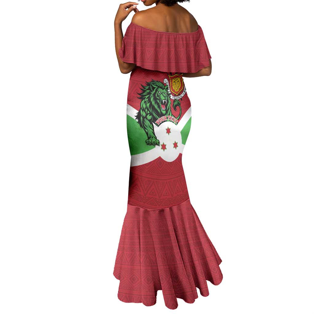 Personalized Jamhuri ya Burundi Mermaid Dress Lion With Coat Of Arms - Flag Style