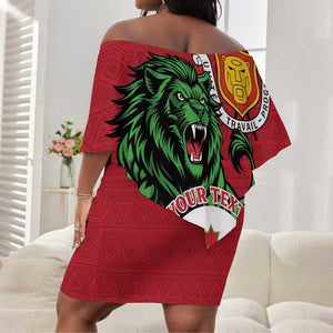 Personalized Jamhuri ya Burundi Off Shoulder Short Dress Lion With Coat Of Arms - Flag Style