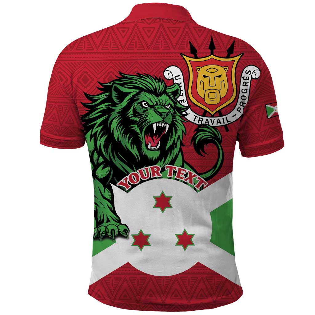 Personalized Jamhuri ya Burundi Polo Shirt Lion With Coat Of Arms - Flag Style