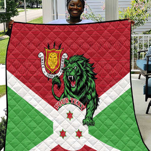 Personalized Jamhuri ya Burundi Quilt Lion With Coat Of Arms - Flag Style