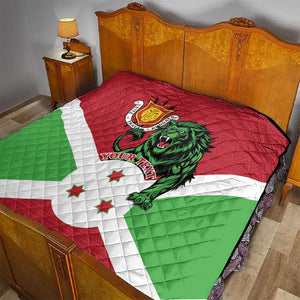 Personalized Jamhuri ya Burundi Quilt Lion With Coat Of Arms - Flag Style
