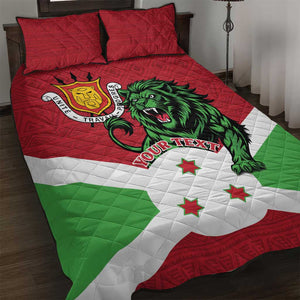 Personalized Jamhuri ya Burundi Quilt Bed Set Lion With Coat Of Arms - Flag Style