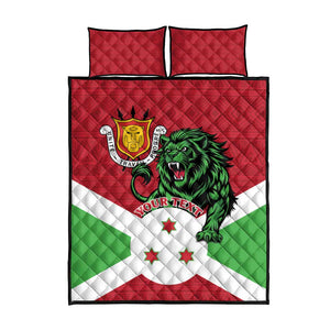 Personalized Jamhuri ya Burundi Quilt Bed Set Lion With Coat Of Arms - Flag Style