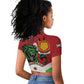 Personalized Jamhuri ya Burundi Raglan Cropped T shirt Lion With Coat Of Arms - Flag Style