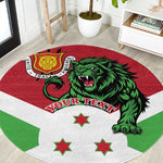 Personalized Jamhuri ya Burundi Round Carpet Lion With Coat Of Arms - Flag Style
