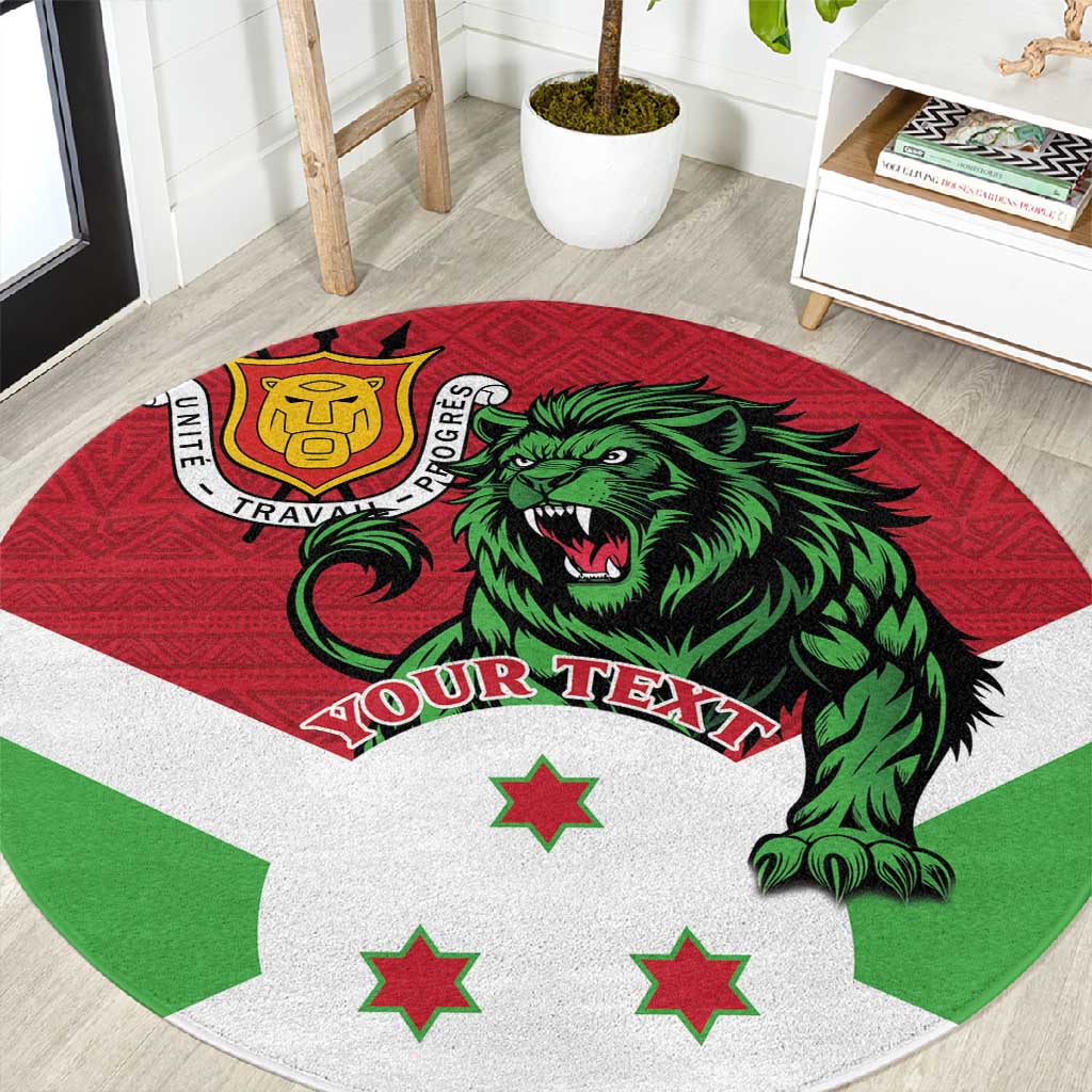 Personalized Jamhuri ya Burundi Round Carpet Lion With Coat Of Arms - Flag Style