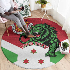 Personalized Jamhuri ya Burundi Round Carpet Lion With Coat Of Arms - Flag Style