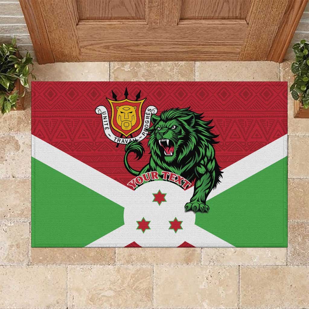 Personalized Jamhuri ya Burundi Rubber Doormat Lion With Coat Of Arms - Flag Style