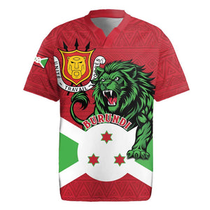 Personalized Jamhuri ya Burundi Rugby Jersey Lion With Coat Of Arms - Flag Style