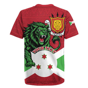 Personalized Jamhuri ya Burundi Rugby Jersey Lion With Coat Of Arms - Flag Style