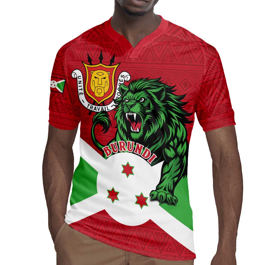 Personalized Jamhuri ya Burundi Rugby Jersey Lion With Coat Of Arms - Flag Style