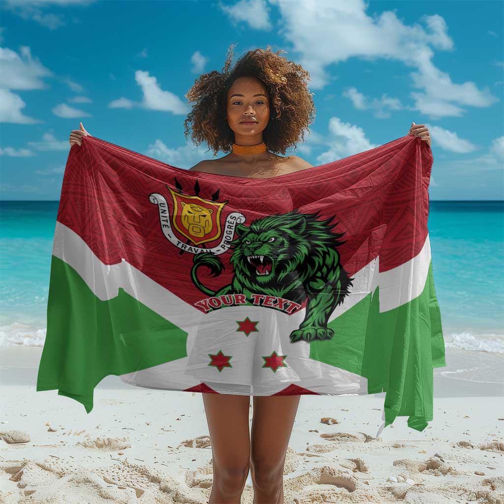 Personalized Jamhuri ya Burundi Sarong Lion With Coat Of Arms - Flag Style
