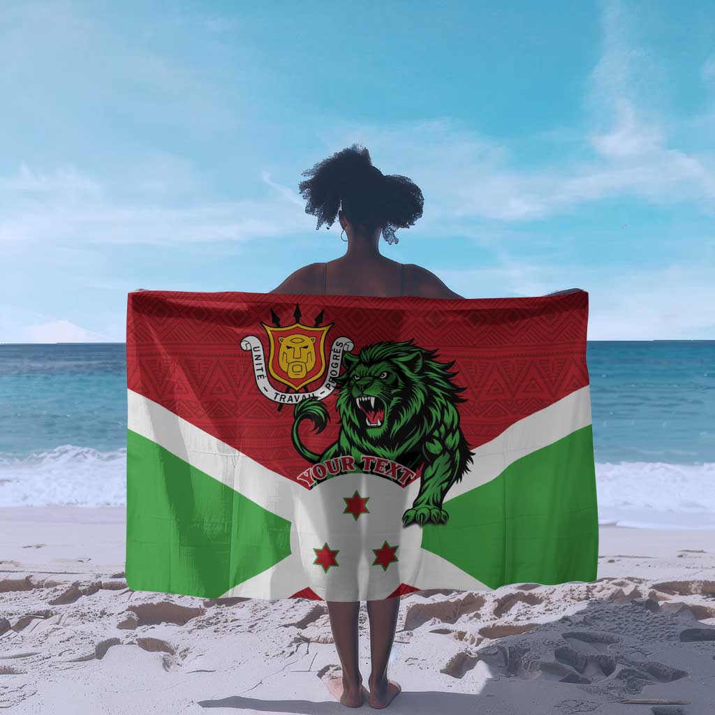 Personalized Jamhuri ya Burundi Sarong Lion With Coat Of Arms - Flag Style