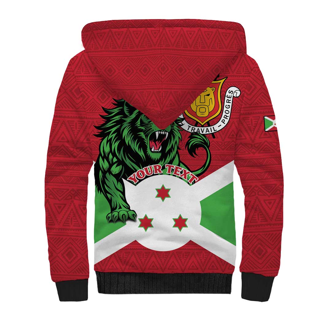 Personalized Jamhuri ya Burundi Sherpa Hoodie Lion With Coat Of Arms - Flag Style