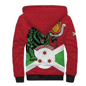 Personalized Jamhuri ya Burundi Sherpa Hoodie Lion With Coat Of Arms - Flag Style