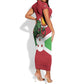 Personalized Jamhuri ya Burundi Short Sleeve Bodycon Dress Lion With Coat Of Arms - Flag Style LT15