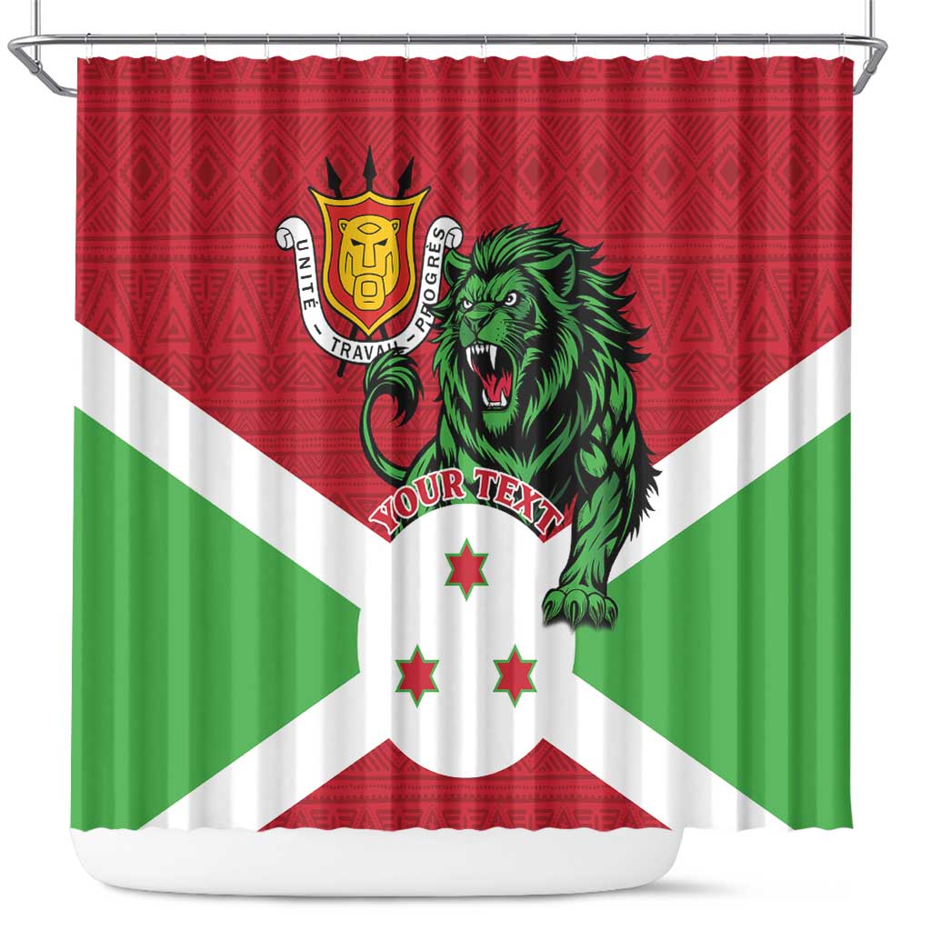 Personalized Jamhuri ya Burundi Shower Curtain Lion With Coat Of Arms - Flag Style
